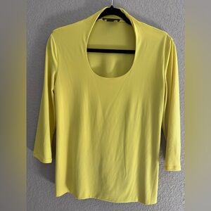 Grace Elements Yellow Scoop Neck 3/4 Sleeve Top